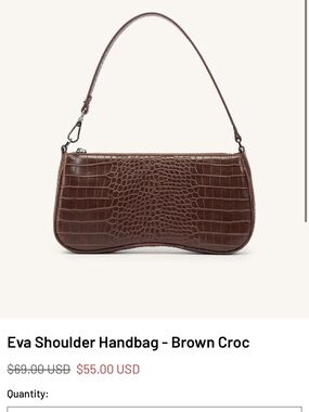 JW PEI Eva Shoulder Bag - Brown Croc Embossed